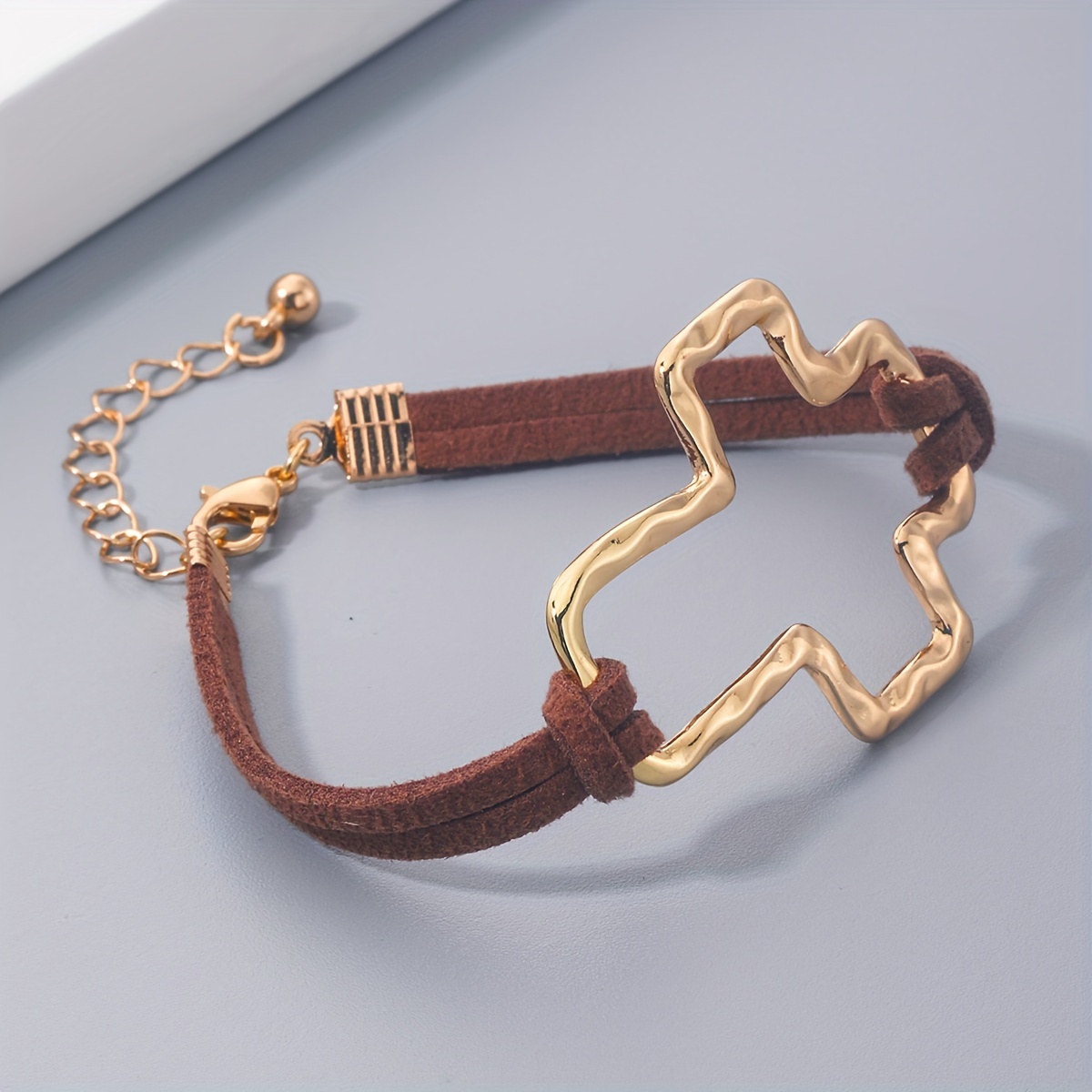 Golden Hollow Cross Rope Bracelet - Bohemian Style 18K Plated